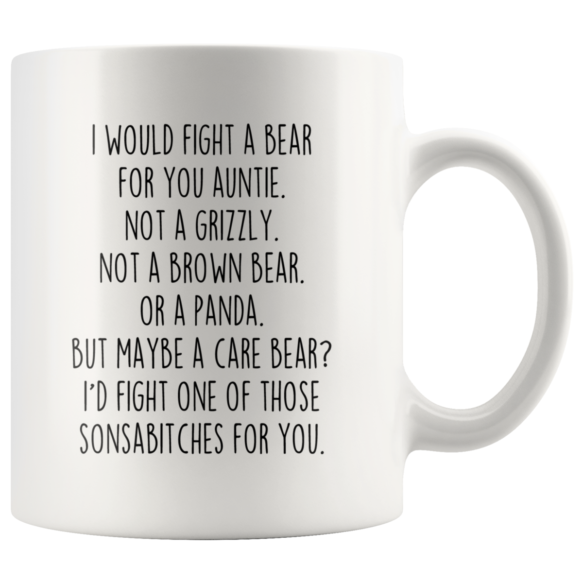 Funny Auntie Gifts I Would Fight A Bear For You Auntie Coffee Mug Gifts for Auntie $18.99 | Drinkware