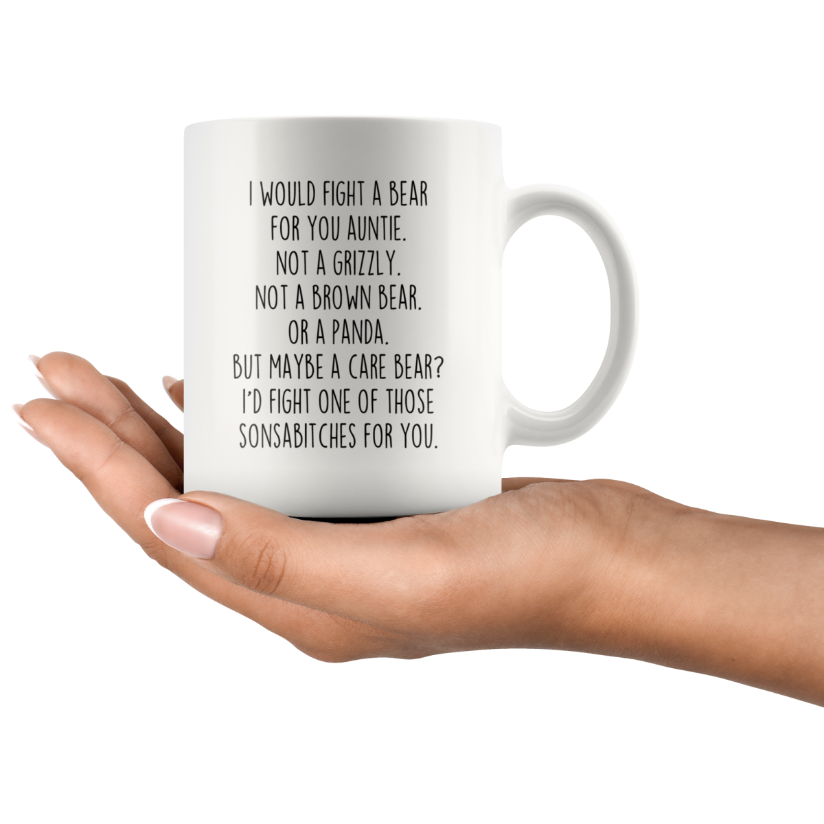 Funny Auntie Gifts I Would Fight A Bear For You Auntie Coffee Mug Gifts for Auntie $18.99 | Drinkware