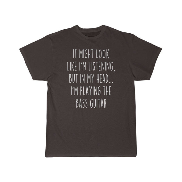 Funny Bass Guitar Player Shirt Best Bass Guitar T Shirt Gift Idea for Bass Guitarist Musician Unisex Fit T-Shirt $19.99 | Dark Chocoloate /