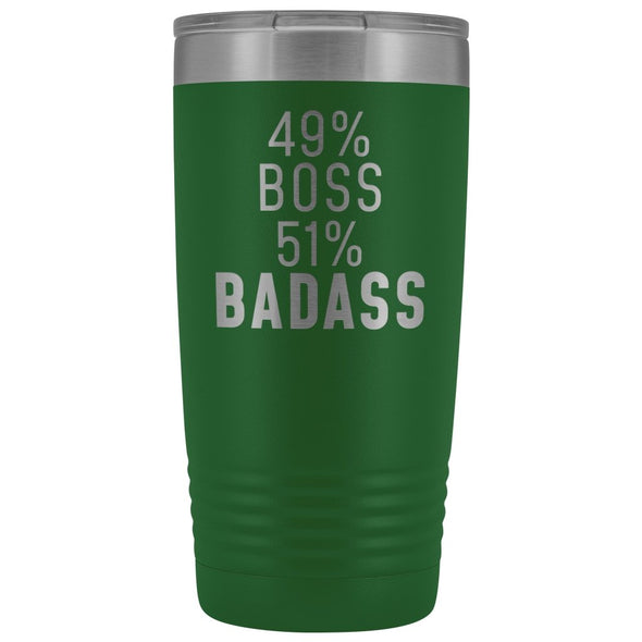 Funny Boss Gift: 49% Boss 51% Badass Insulated Tumbler 20oz $29.99 | Green Tumblers