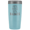 Funny Boss Gift: 49% Boss 51% Badass Insulated Tumbler 20oz $29.99 | Light Blue Tumblers
