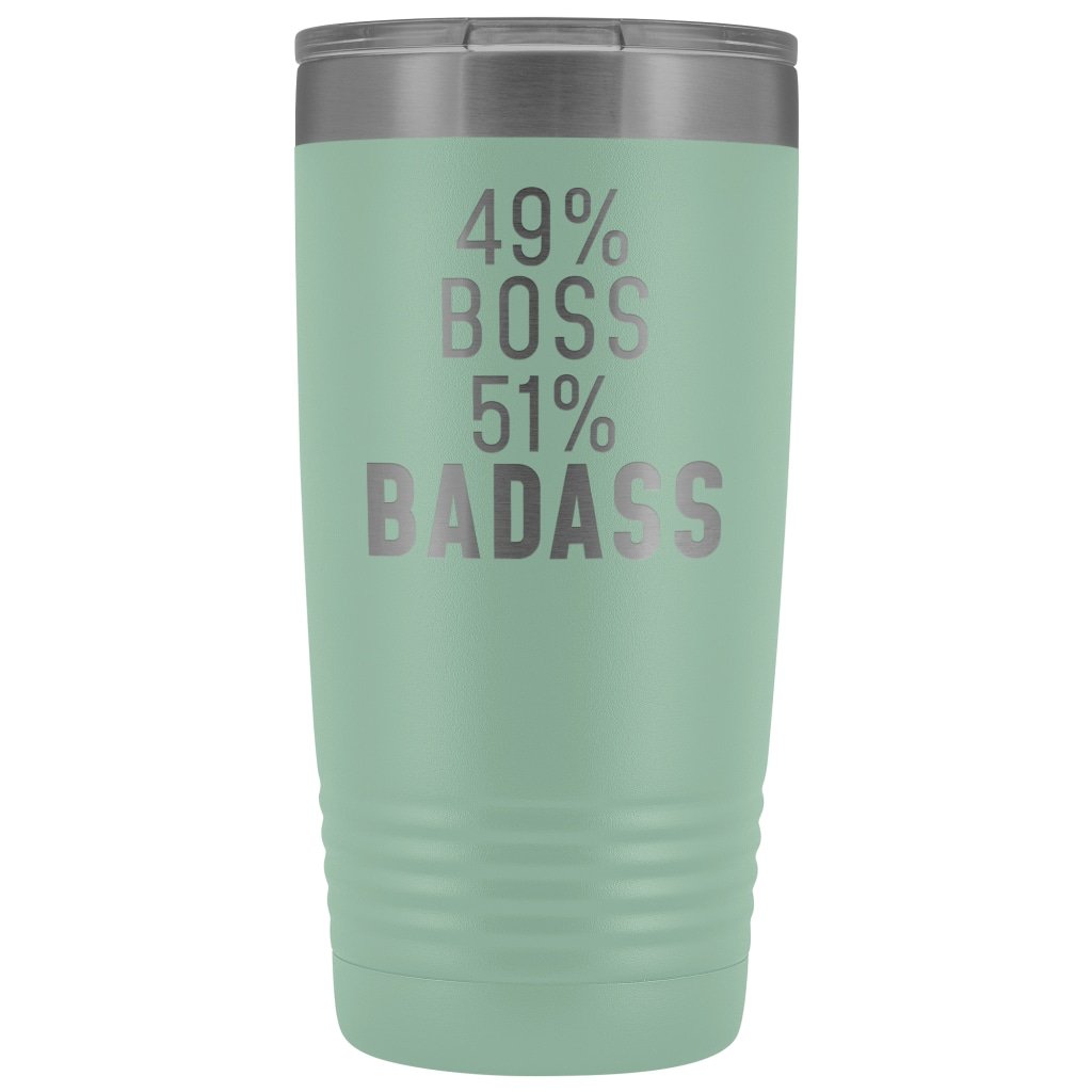 Funny Boss Gift: 49% Boss 51% Badass Insulated Tumbler 20oz $29.99 | Teal Tumblers