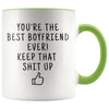 Funny Boyfriend Gifts: Personalized Best Boyfriend Ever! Mug | Gift Ideas for Him $19.99 | Green Drinkware