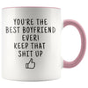 Funny Boyfriend Gifts: Personalized Best Boyfriend Ever! Mug | Gift Ideas for Him $19.99 | Pink Drinkware