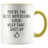 Funny Boyfriend Gifts: Personalized Best Boyfriend Ever! Mug | Gift Ideas for Him $19.99 | Yellow Drinkware
