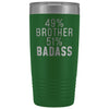 Funny Brother Gift: 49% Brother 51% Badass Insulated Tumbler 20oz $29.99 | Green Tumblers