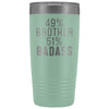 Funny Brother Gift: 49% Brother 51% Badass Insulated Tumbler 20oz $29.99 | Teal Tumblers