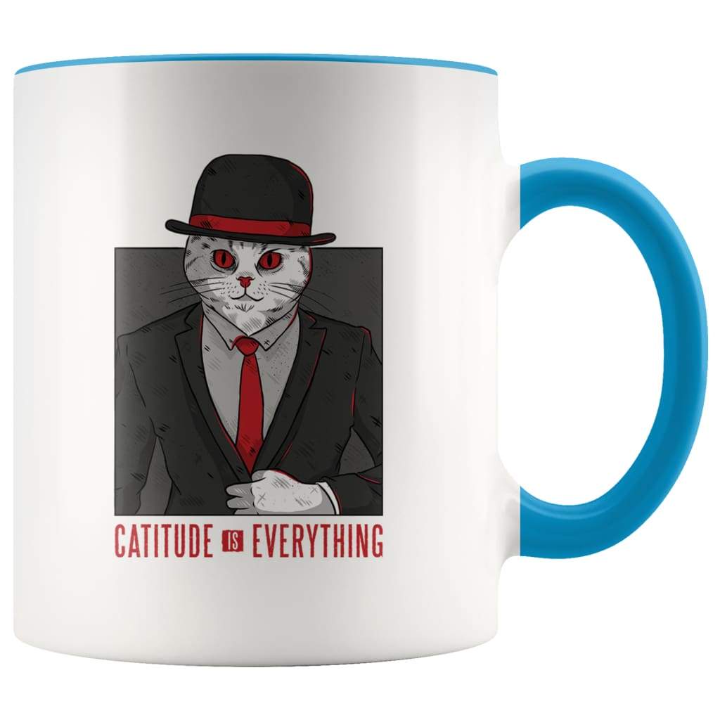 Funny Cat Lover Gifts - Catitude Is Eveything Coffee Mug - BackyardPeaks