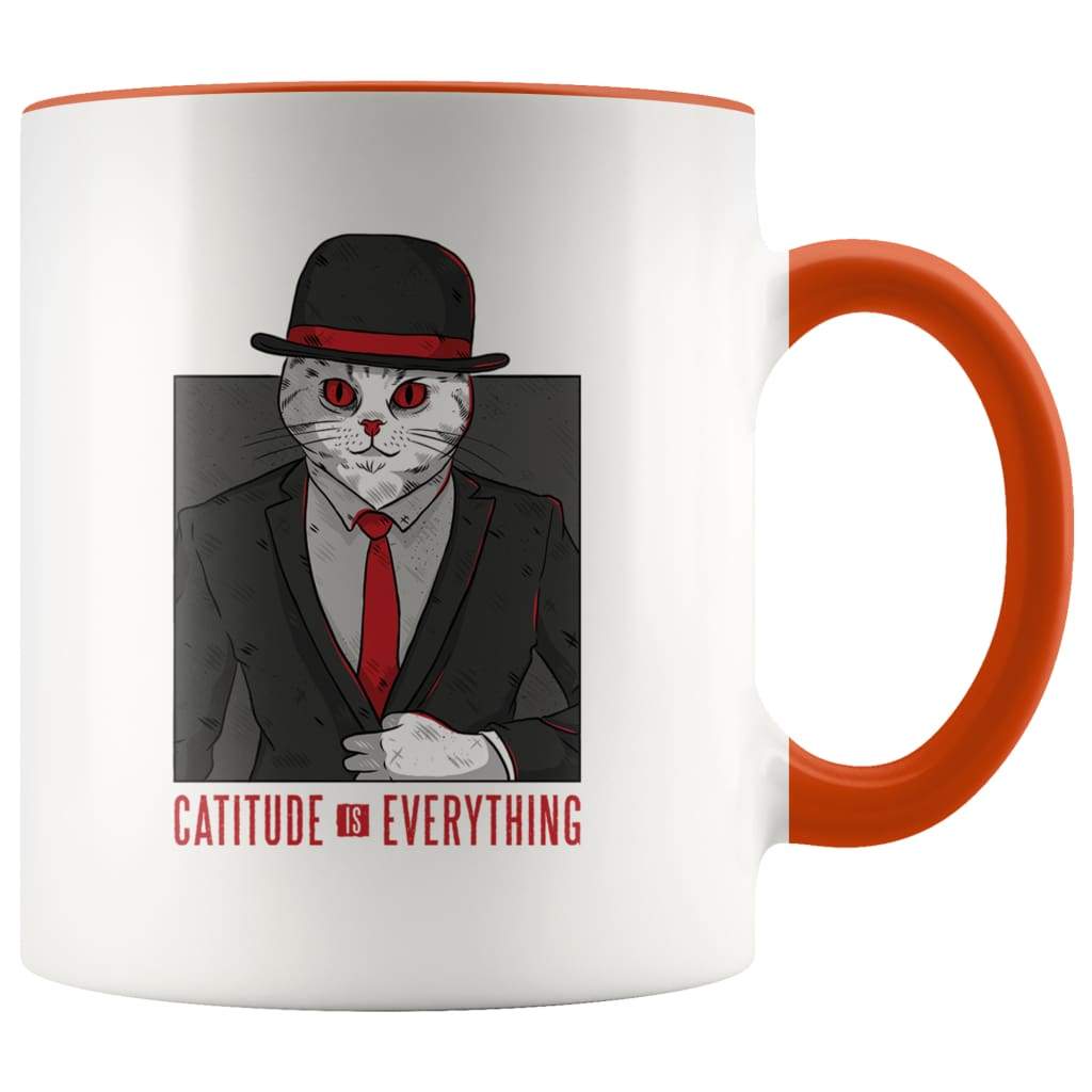 Funny Cat Lover Gifts - Catitude Is Eveything Coffee Mug - BackyardPeaks