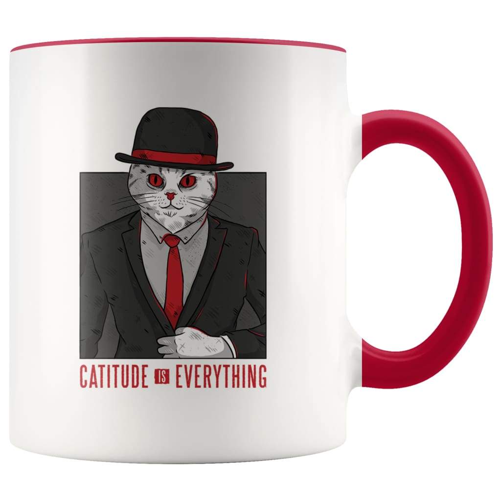 Funny Cat Lover Gifts - Catitude Is Eveything Coffee Mug - BackyardPeaks
