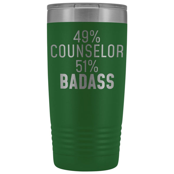 Funny Counselor Gift: 49% Counselor 51% Badass Insulated Tumbler 20oz $29.99 | Green Tumblers