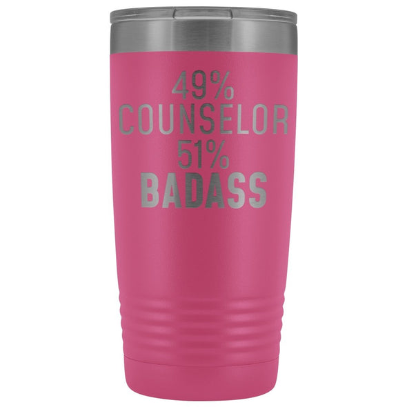 Funny Counselor Gift: 49% Counselor 51% Badass Insulated Tumbler 20oz $29.99 | Pink Tumblers