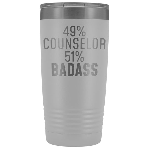 Funny Counselor Gift: 49% Counselor 51% Badass Insulated Tumbler 20oz $29.99 | White Tumblers