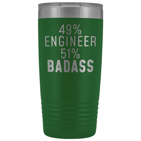 Funny Engineer Gift: 49% Engineer 51% Badass Insulated Tumbler 20oz $29.99 | Green Tumblers