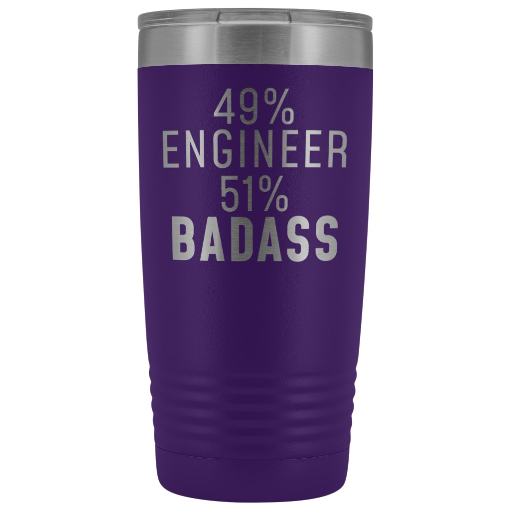 Funny Engineer Gift: 49% Engineer 51% Badass Insulated Tumbler 20oz $29.99 | Purple Tumblers