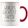 Funny Fathers Day Mug World’s Greatest Farter I Mean Father Gift Coffee Mug Tea Cup 11oz $14.99 | Red Drinkware