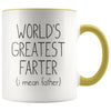 Funny Fathers Day Mug World’s Greatest Farter I Mean Father Gift Coffee Mug Tea Cup 11oz $14.99 | Yellow Drinkware