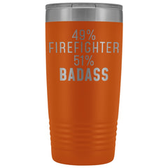 Load image into Gallery viewer, Funny Firefighter Gift: 49% Firefighter 51% Badass Insulated Tumbler 20oz