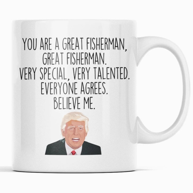 Funny Fisherman Gift: Donald Trump Fisherman Mug, Gift for Fisherman