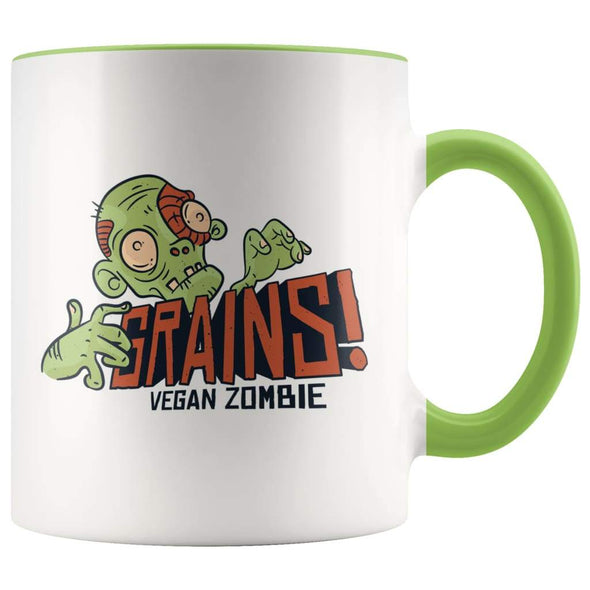 Funny Gift for Vegan | GRAINS! Vegan Zombie Coffee Mug $14.99 | Green Drinkware