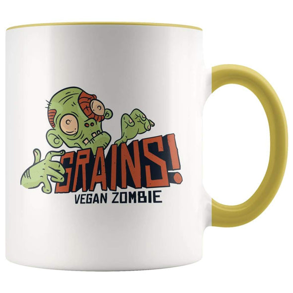 Funny Gift for Vegan | GRAINS! Vegan Zombie Coffee Mug $14.99 | Yellow Drinkware