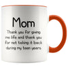 Funny Gifts for Mom Thank You Giving Me Life Mother’s Day Christmas Mom Gift Idea 11oz Coffee Mug $14.99 | Orange Drinkware