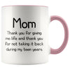 Funny Gifts for Mom Thank You Giving Me Life Mother’s Day Christmas Mom Gift Idea 11oz Coffee Mug $14.99 | Pink Drinkware