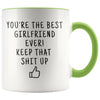 Funny Girlfriend Gifts: Best Girlfriend Ever! Mug | Personalized Gifts for Girlfriend $19.99 | Green Drinkware