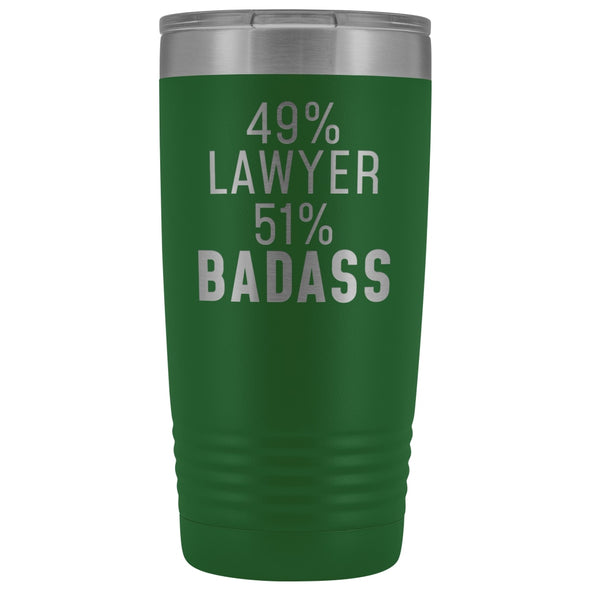 Funny Lawyer Gift: 49% Lawyer 51% Badass Insulated Tumbler 20oz $29.99 | Green Tumblers