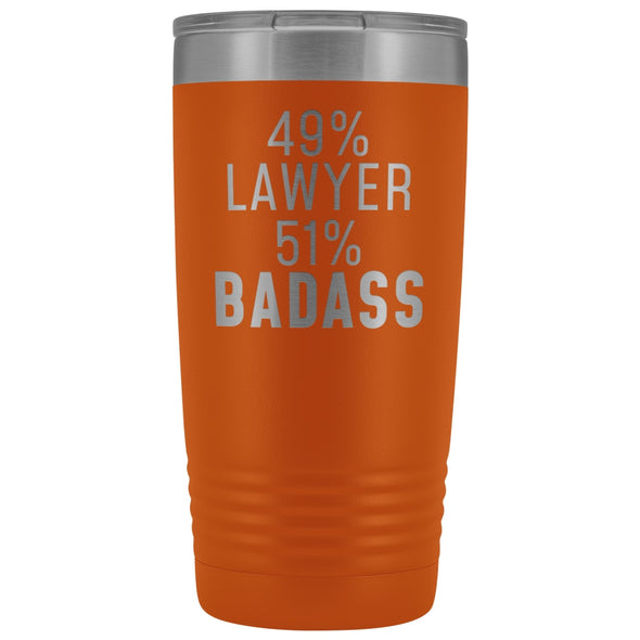 Funny Lawyer Gift: 49% Lawyer 51% Badass Insulated Tumbler 20oz $29.99 | Orange Tumblers