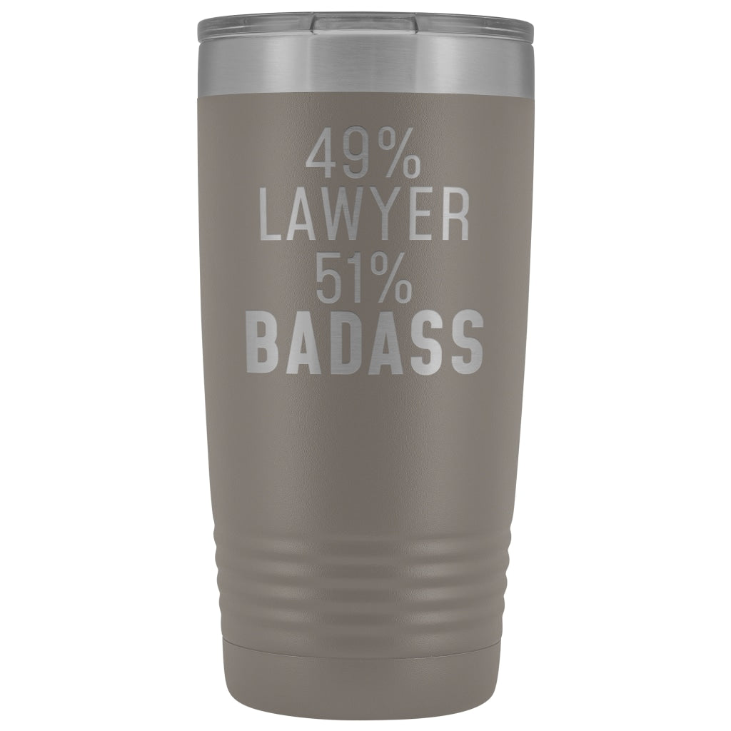 Funny Lawyer Gift: 49% Lawyer 51% Badass Insulated Tumbler 20oz $29.99 | Pewter Tumblers