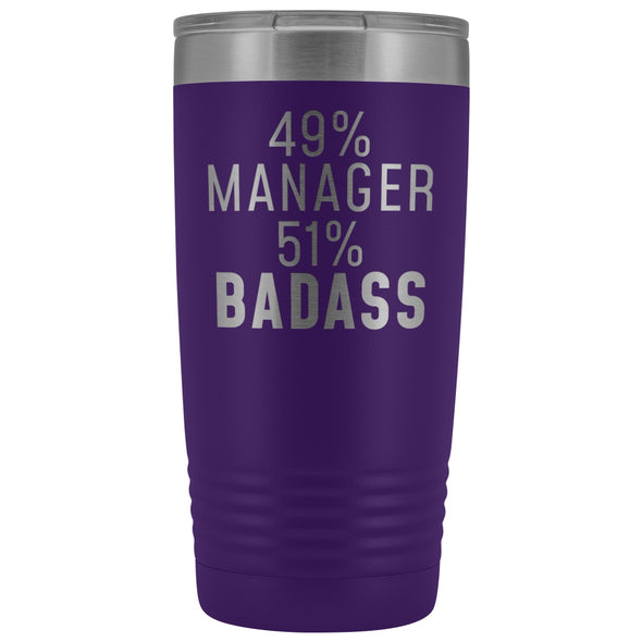 Funny Manager Gift: 49% Manager 51% Badass Insulated Tumbler 20oz $29.99 | Purple Tumblers