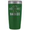 Funny Mechanic Gift: 49% Mechanic 51% Badass Insulated Tumbler 20oz $29.99 | Green Tumblers