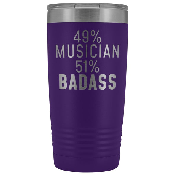 Funny Musician Gift: 49% Musician 51% Badass Insulated Tumbler 20oz $29.99 | Purple Tumblers