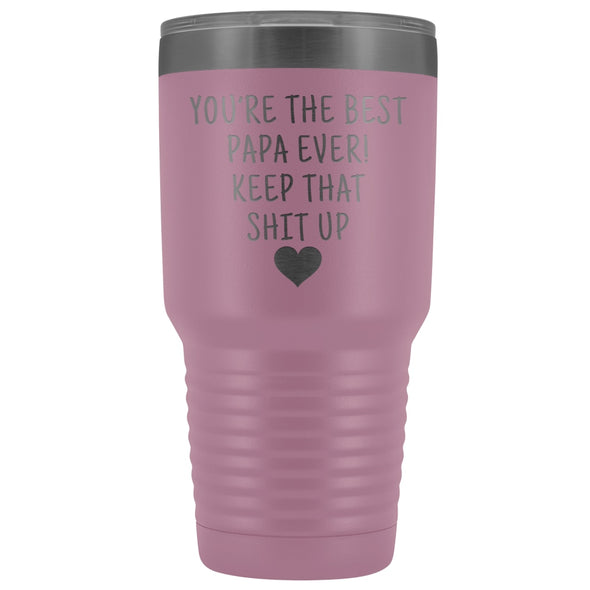 Funny Papa Gift: Best Papa Ever! Large Insulated Tumbler 30oz | Gift for Dad $38.95 | Light Purple Tumblers