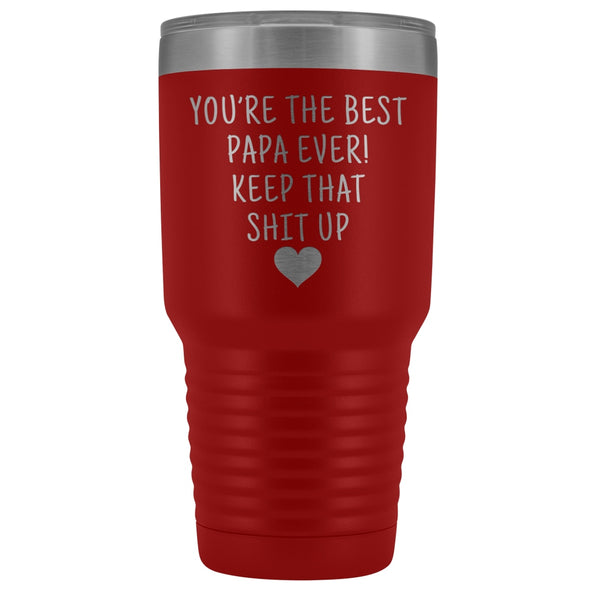 Funny Papa Gift: Best Papa Ever! Large Insulated Tumbler 30oz | Gift for Dad $38.95 | Red Tumblers