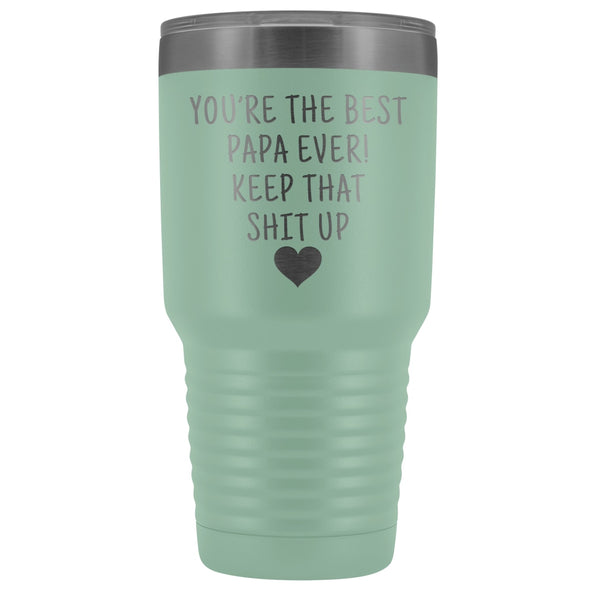Funny Papa Gift: Best Papa Ever! Large Insulated Tumbler 30oz | Gift for Dad $38.95 | Teal Tumblers