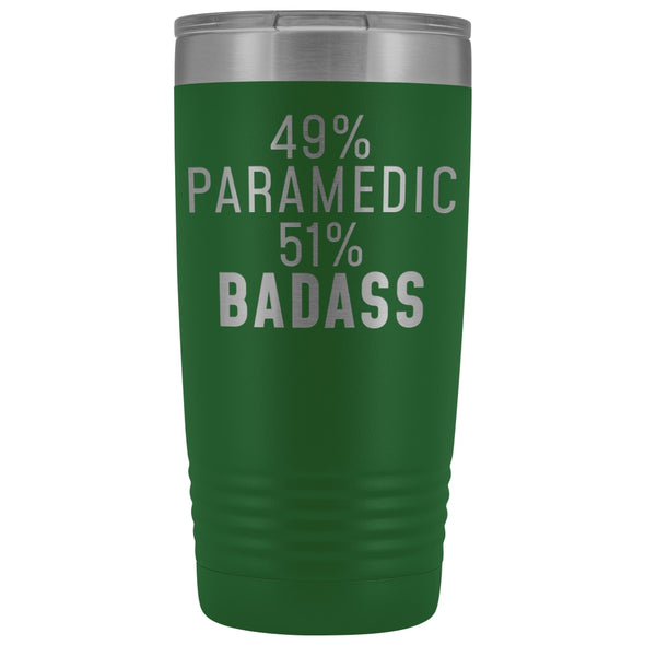 Funny Paramedic Gift: 49% Paramedic 51% Badass Insulated Tumbler 20oz $29.99 | Green Tumblers