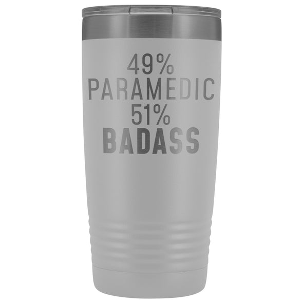 Funny Paramedic Gift: 49% Paramedic 51% Badass Insulated Tumbler 20oz $29.99 | White Tumblers