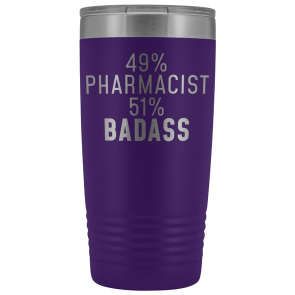 Funny Pharmacist Gift: 49% Pharmacist 51% Badass Insulated Tumbler 20oz $29.99 | Purple Tumblers
