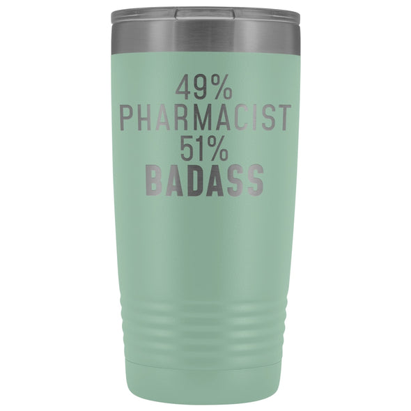Funny Pharmacist Gift: 49% Pharmacist 51% Badass Insulated Tumbler 20oz $29.99 | Teal Tumblers
