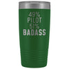 Funny Pilot Gift: 49% Pilot 51% Badass Insulated Tumbler 20oz $29.99 | Green Tumblers