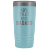Funny Pilot Gift: 49% Pilot 51% Badass Insulated Tumbler 20oz $29.99 | Light Blue Tumblers