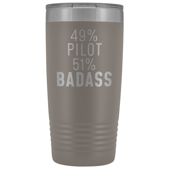 Funny Pilot Gift: 49% Pilot 51% Badass Insulated Tumbler 20oz $29.99 | Pewter Tumblers