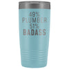 Funny Plumber Gift: 49% Plumber 51% Badass Insulated Tumbler 20oz $29.99 | Light Blue Tumblers