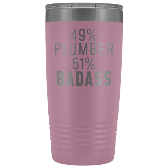 Funny Plumber Gift: 49% Plumber 51% Badass Insulated Tumbler 20oz $29.99 | Light Purple Tumblers