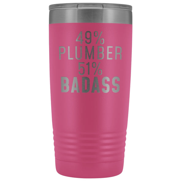 Funny Plumber Gift: 49% Plumber 51% Badass Insulated Tumbler 20oz $29.99 | Pink Tumblers