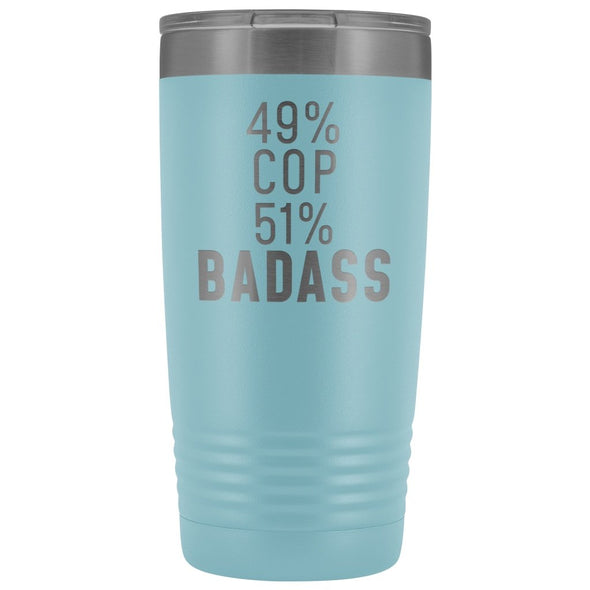 Funny Police Officer Gift: 49% Cop 51% Badass Insulated Tumbler 20oz $29.99 | Light Blue Tumblers