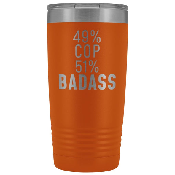 Funny Police Officer Gift: 49% Cop 51% Badass Insulated Tumbler 20oz $29.99 | Orange Tumblers