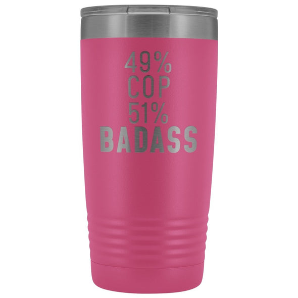 Funny Police Officer Gift: 49% Cop 51% Badass Insulated Tumbler 20oz $29.99 | Pink Tumblers